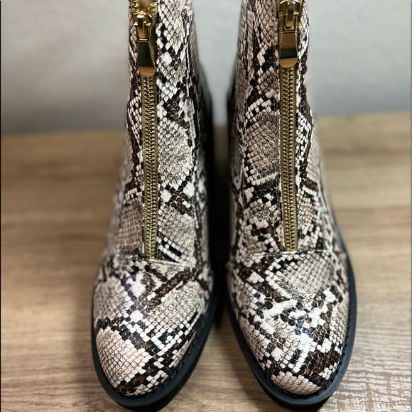 So Me Mackie Snake Print Faux Leather Half Calf Zip Booties - Picture 4 of 6